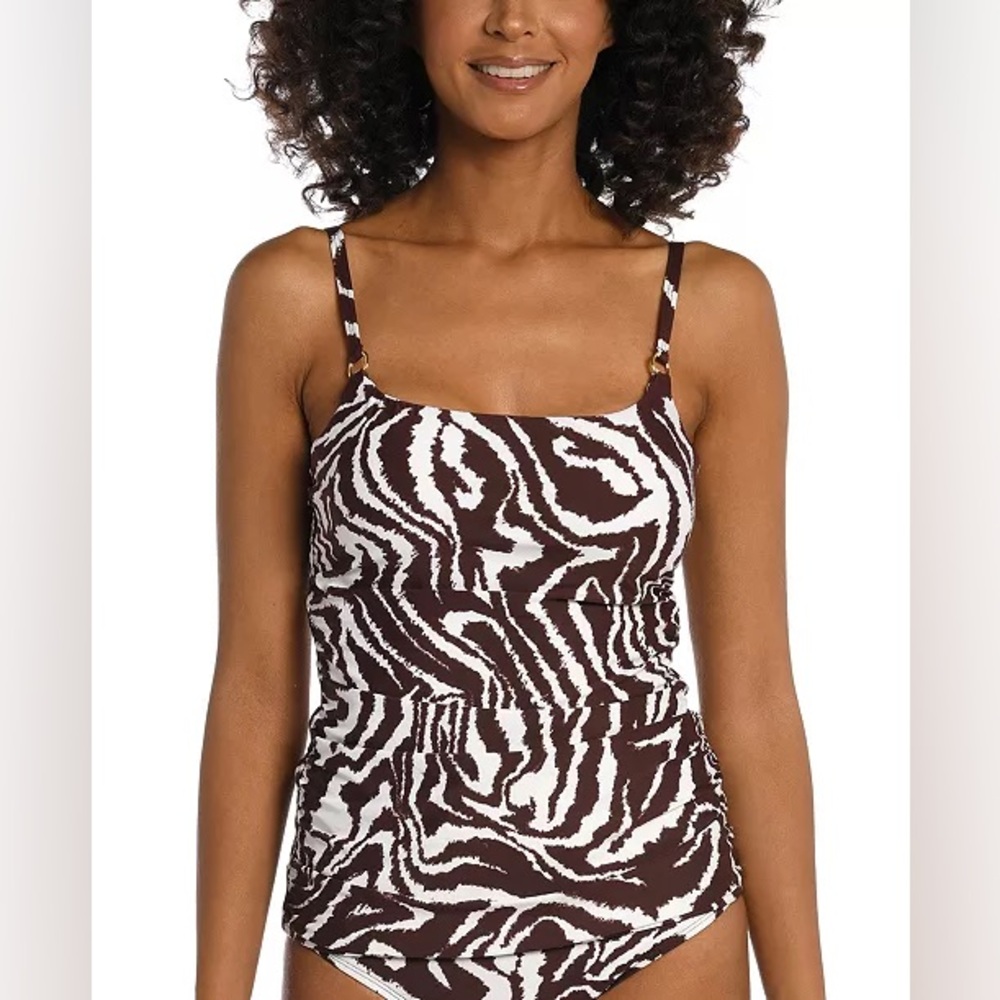 La Blanca Fierce Lines Side Shirred Underwire Tankini Top (6)